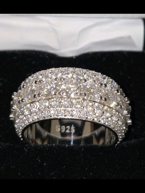 HarlemBling Jewelry - 3 Carat Moissanite 925 Sterling Silver Band Ring, Bling Iced, Size 8